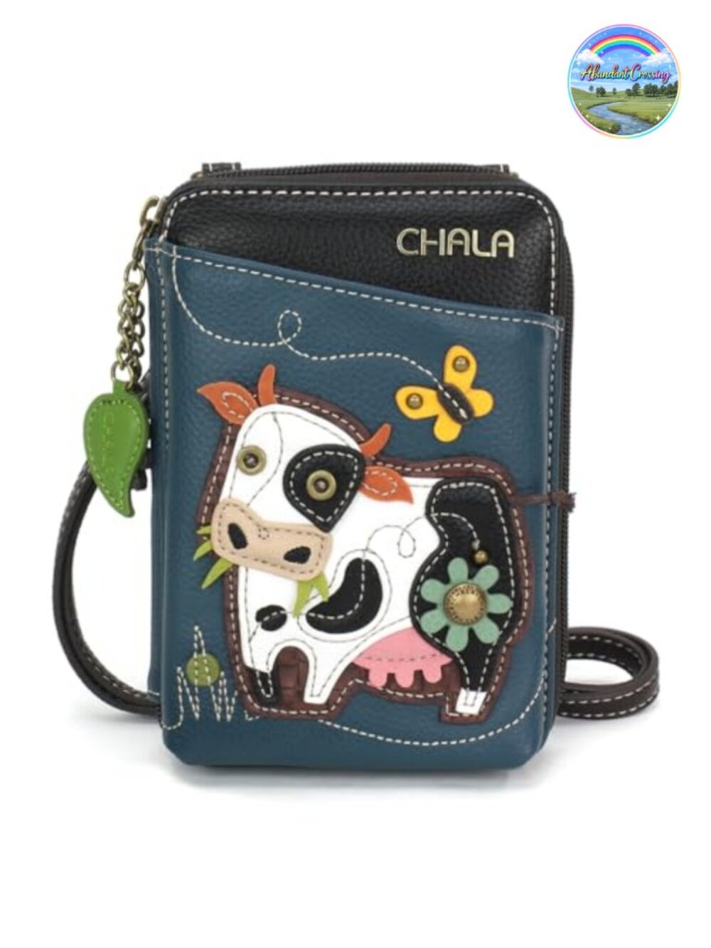 Faux Leather Cell Phone Crossbody Wallet with Adjustable Strap